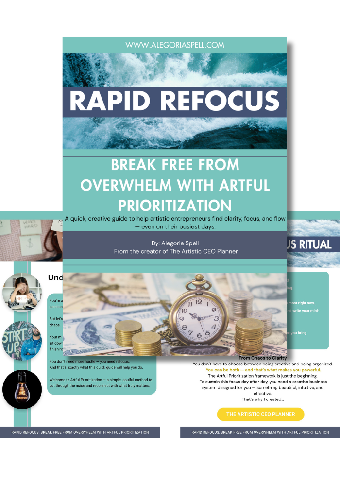 Portrait Main Landing Image Rapid Refocus reduce overwhelm Freebie free guide for rapid refocus Transforming Chaos into Clarity and Reignite Your Creative Spark