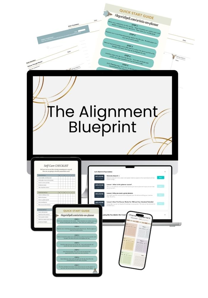 alignment blueprint spiritual business daily weekly monthly Planner printable pages and course snapshots