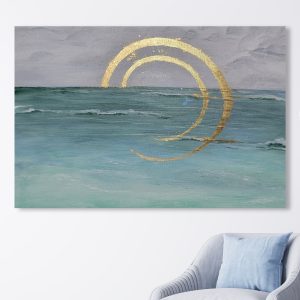 Whisper of the Deep Ocean Abstract Original Art canvas painting natural pigment acrylic with 24K Gold Leaf texture